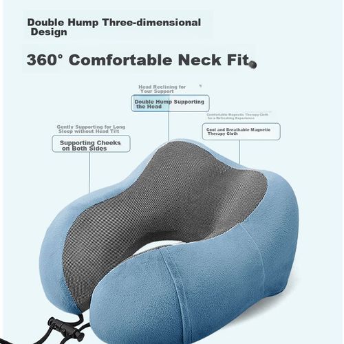 Almohada de viaje ergonómica de Memory Foam Azul