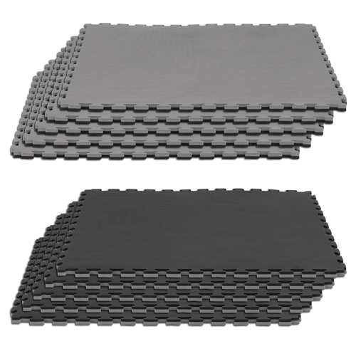 Tatami Piso Tapete De Gimnasio 10m2 10pzs Gris/Negro Entrelazados