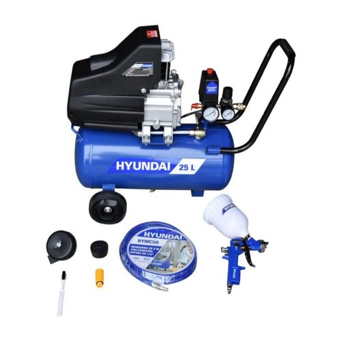 Compresor Hyundai 25 Litros 2.5 Hp C/Manguera Y Pistola - HYAC25K