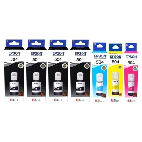 KIT TINTAS EPSON T504 4 NEGRAS-1 CYAN-1 MAGENTA-1 AMARILLO PARA  L6171 L6191 L4160 L6161 L4150