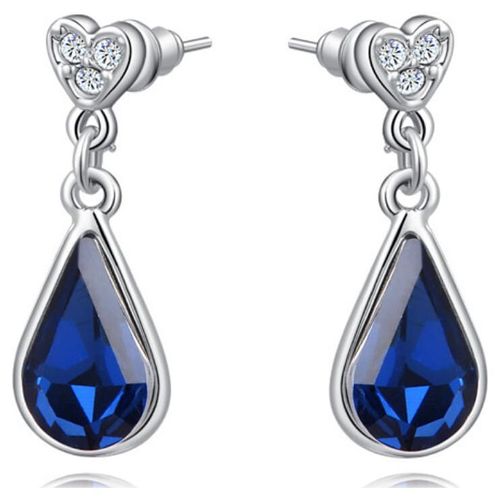Aretes Ocean Heart, Baño oro blanco, 18K, AC15-75