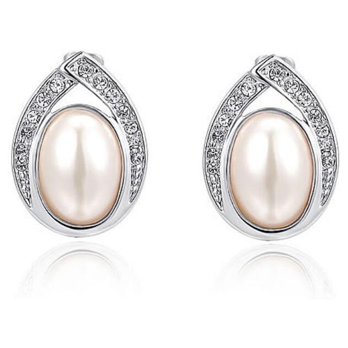 Aretes Ocean Heart, Baño oro blanco, 18K, AC15-57