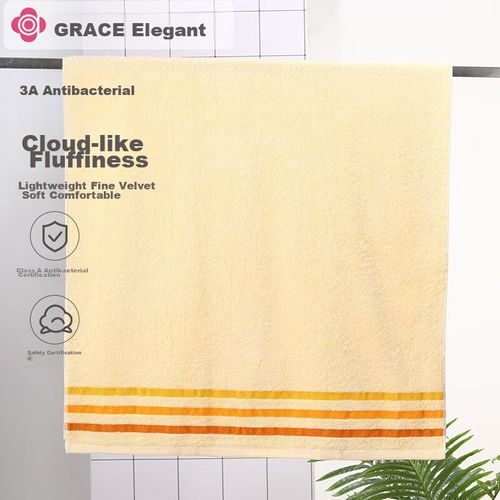 Toalla de baño bordado lineas 140x70cm Amarillo