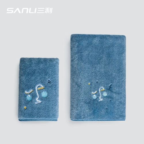 Juego de toalla de baño y manos 2pzas Azul SANLI
