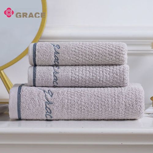 Juego de toallas de baño y manos 3pzas Gris GRACE