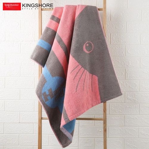 Toalla de baño con estampado gato 180x80cm Rosa