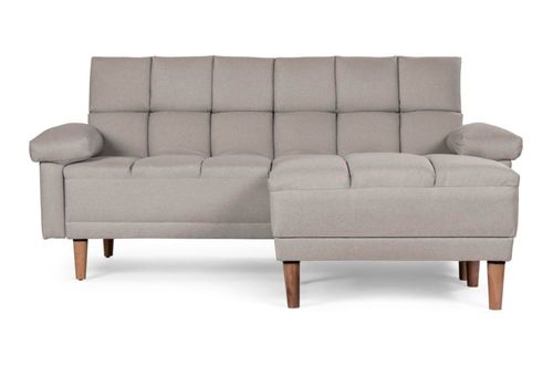 Sala Modular Makora Reversible De Lino Gris Claro Modelo Eros