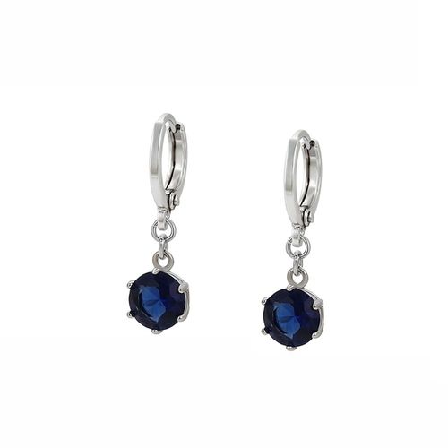 Clasicos Aretes Dama Colgantes Zafiro Oro 14K Laminado Azul
