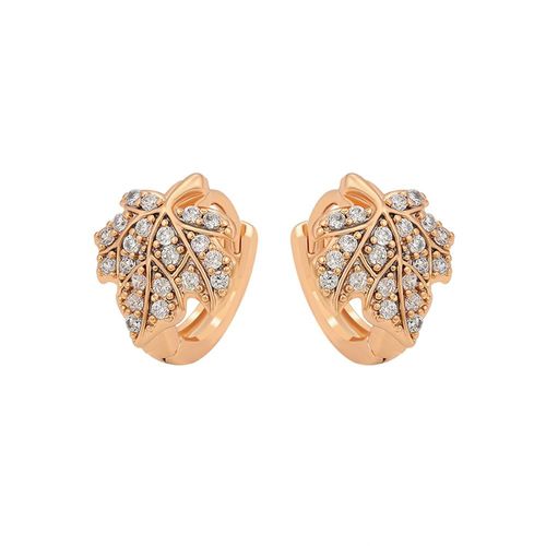 Aretes Arracadas Hoja Maple Cristales Oro 18K Laminado Dorado