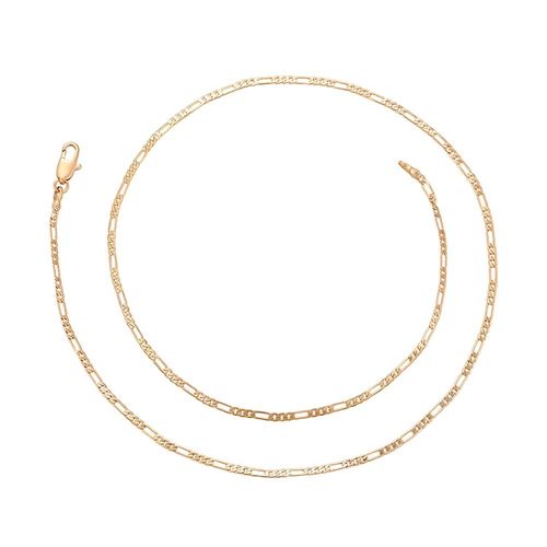 Cadena Unisex de Oro Laminado 18K Tejido Figaro 45 cm x 2 mm Dorado