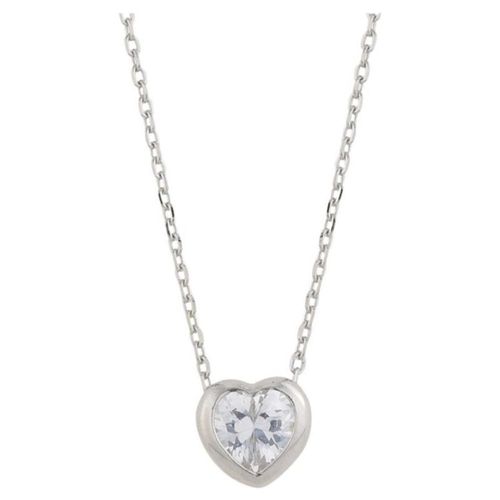 Collar Corazón Cristal Plata Ley .925 Regalo Amor Blanco