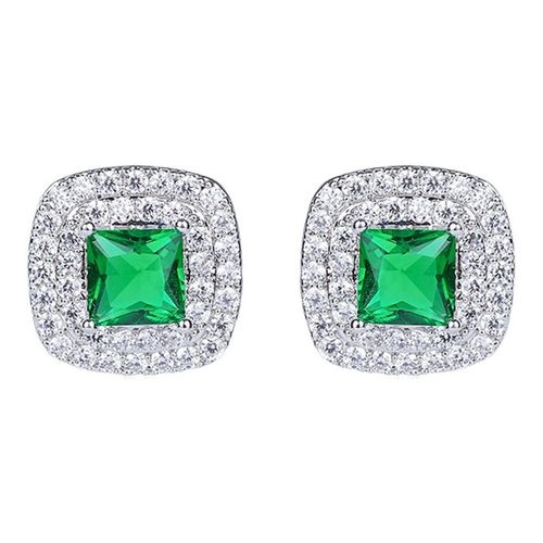 Aretes Para Dama Con Esmeralda y Cristales Oro 14k Laminado