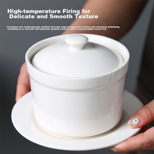 Olla de cerámica pequeña con tapa 260ml Blanco