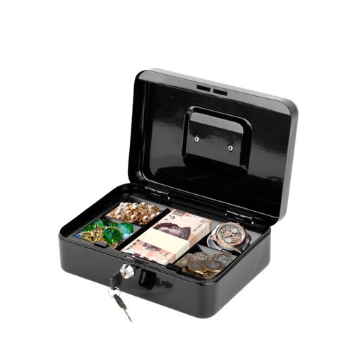 Caja de Seguridad para Dinero KASHNBILL Mediana Modelo CB02 Con Bandeja Organizadora y Asa de Transporte