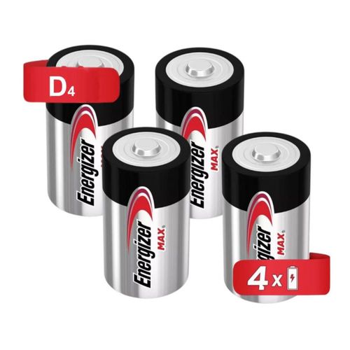 Pila Tamaño D Cilíndrica Energizer MAX Alcalina 4 piezas 1.5v