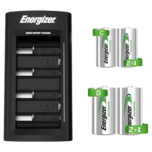 Cargador Universal Energizer + 2 Pilas D + 2 Pilas C