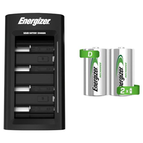 Cargador Universal Energizer + 2 Pilas Recargables Tamaño D