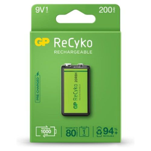 Pilas Recargable tamaño 9V cuadrada GP 1 pieza 200 mAh NiMh