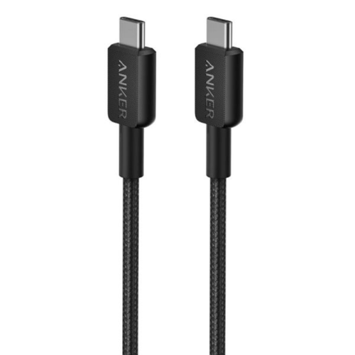 Cable USB C-C Anker 322 trenzado nylon 2mt carga rápida 60W Negro