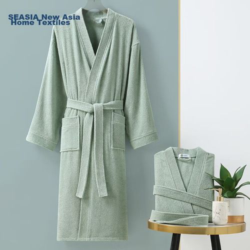 Bata de baño de algodón Talla L Verde SEASIA