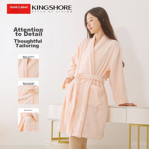 Bata de baño de algodón Talla M Rosa KING SHORE