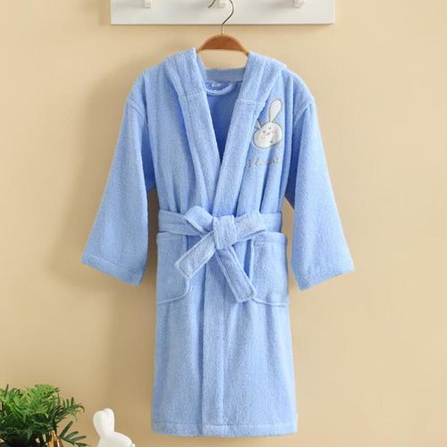 Bata de baño infantil algodón Talla XL Azul