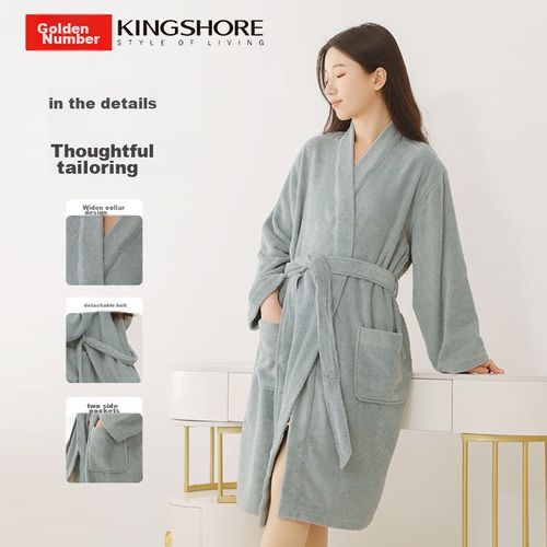 Bata de baño de algodón Talla L Gris KING SHORE