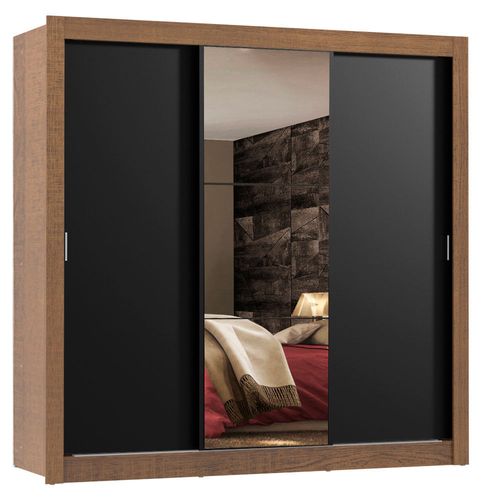 Ropero Madesa Lyon Plus 3 Puertas con Espejo 4 Cajones Marrón/Negro