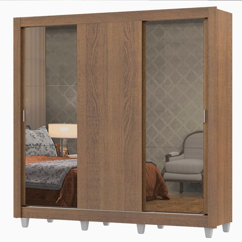 Ropero Madesa Lyon Plus 3 Puertas con 2 Espejos con Pies Marron