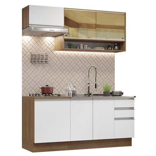 Cocina Integral 180cm Glamy Madesa 08 Marron/Blanco