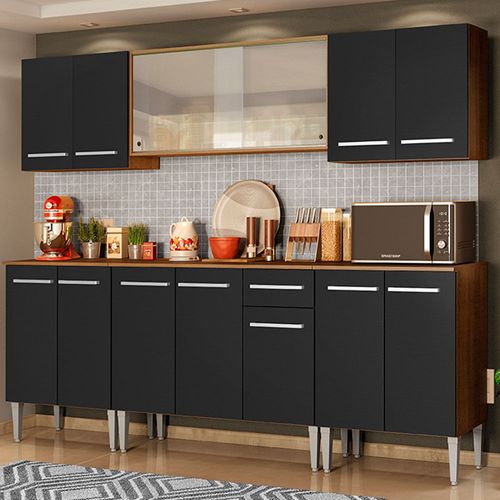 Cocina Integral 233cm Emilly Wind Madesa 02 Marron/Negro