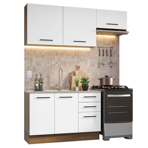 Cocina Integral 180cm Agata Madesa 09 Marron/Blanco