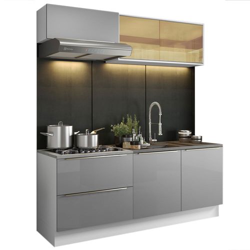 Madesa Gabinete de Cocina Integral Compacta 200cm Lux Blanc/Gris 01