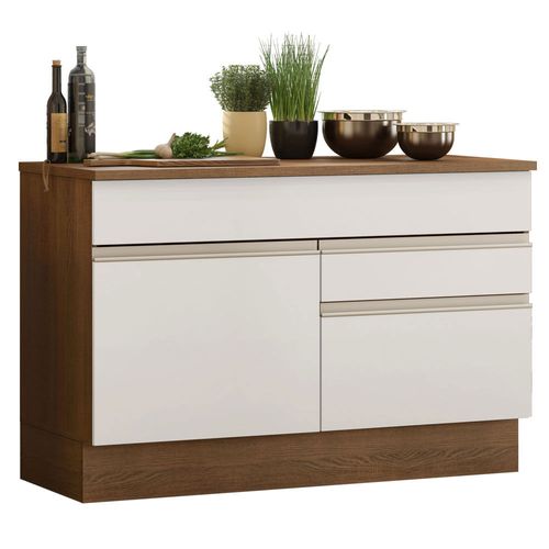 Mueble Cocina Para Fregadero Madesa Glamy Con Tablero Marron/Blanco