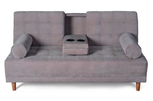 Sofá Cama Makora De Terciopelo Gris Claro Modelo Zambroni