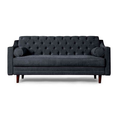 Sofá Cama De Velvet Gris Oxford Modelo Ilios
