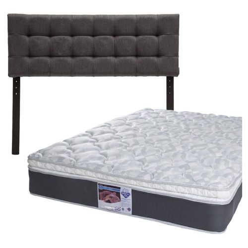 Cabecera Queen Size Dicasa Catania Gris O + Colchón Spring A Marte CZD