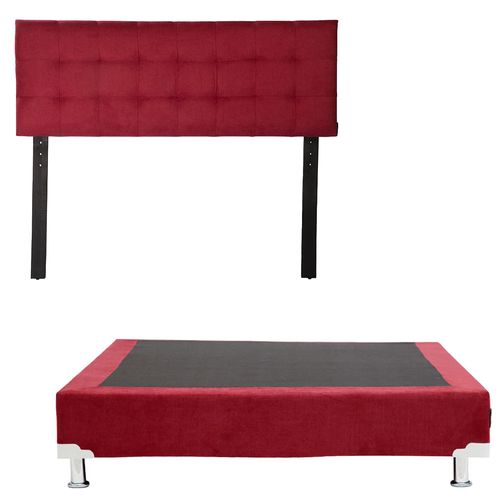 Cabecera Matrimonial Dicasa Catania Rojo + Box Dicasa Red CZD