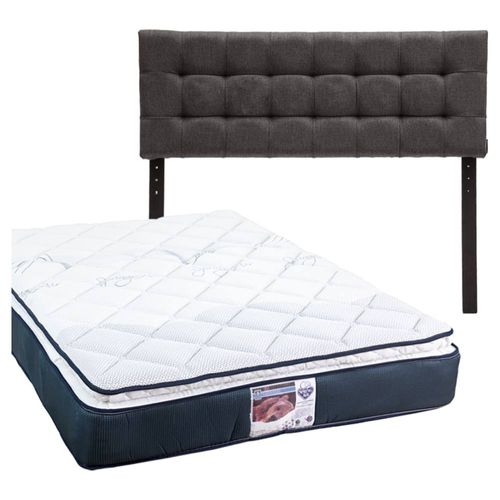 Cabecera Queen Size Dicasa Catania Gris O +Colchón Spring A Mónaco CZD