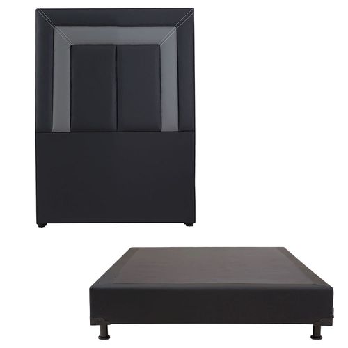 Cabecera Individual Dicasa Vento Negro + Box Dicasa Vita CZD
