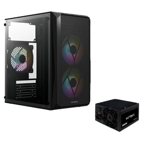 Gabinete ACTECK DOOM GI630 Micro ATX Mini Torre 500W 3 Fan Acrilico