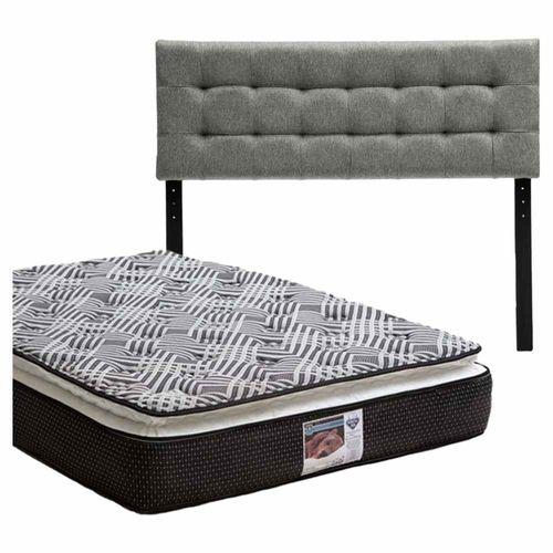 Cabecera Queen Size Dicasa Catania Gris + Colchón Spring A Omega CZD
