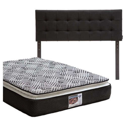 Cabecera Queen Size Dicasa Catania Negro + Colchón Spring A Omega CZD
