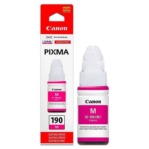 Botella de Tinta Canon GI-190, Magenta, Modelo 0669C001AC.