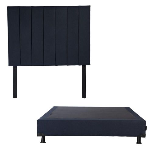 Cabecera Queen Size Argos + Box Dicasa Azul