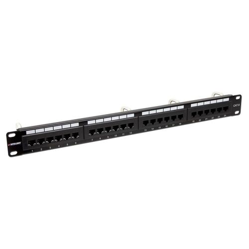 Panel de Parcheo Cat6 Intellinet, 24 puertos, UTP, 1U.