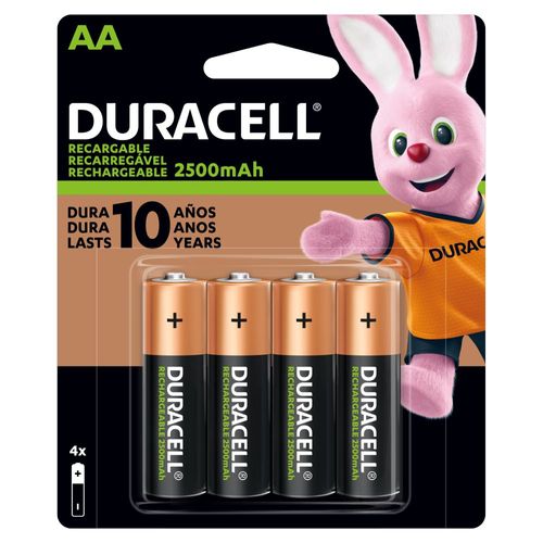 Pila Duracell Recargable Aa Con 4 Piezas 2500 mAh 1.2v