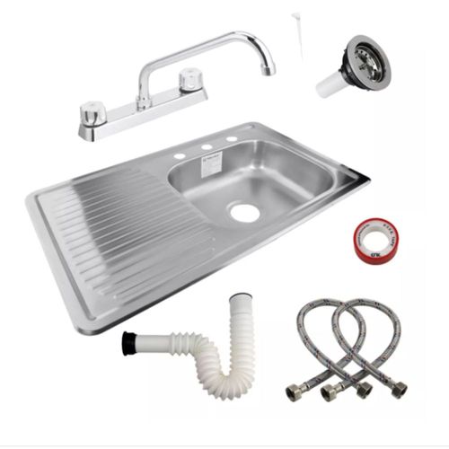 Tarja Empotrar Acero Inox 80x50 Kit Premium ( lado Izquierdo)