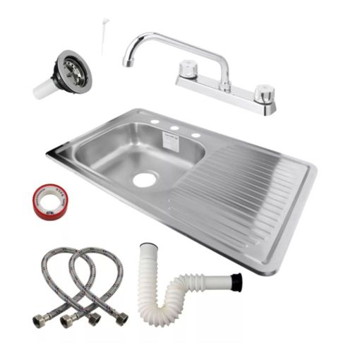 Tarja Empotrar Acero Inoxidable 80x50 Kit Premium ( lado Derecho)