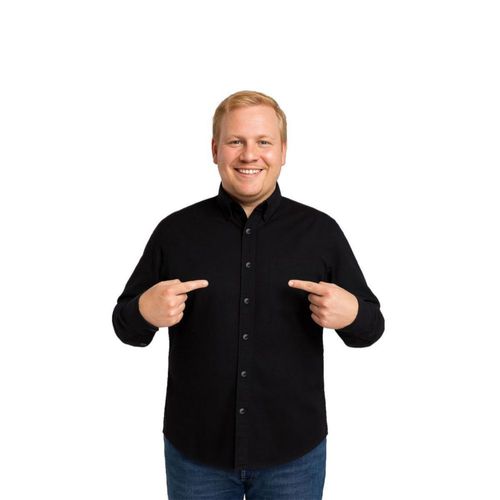 Camisa Big Kong Negra Lisa Hombre Grande Formal Manga Larga